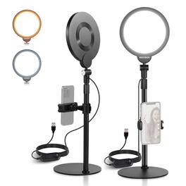 Neewer - 2-Pack 7" Desktop Ring Lights, 10W, w/ Stands & Phone Holders, R06