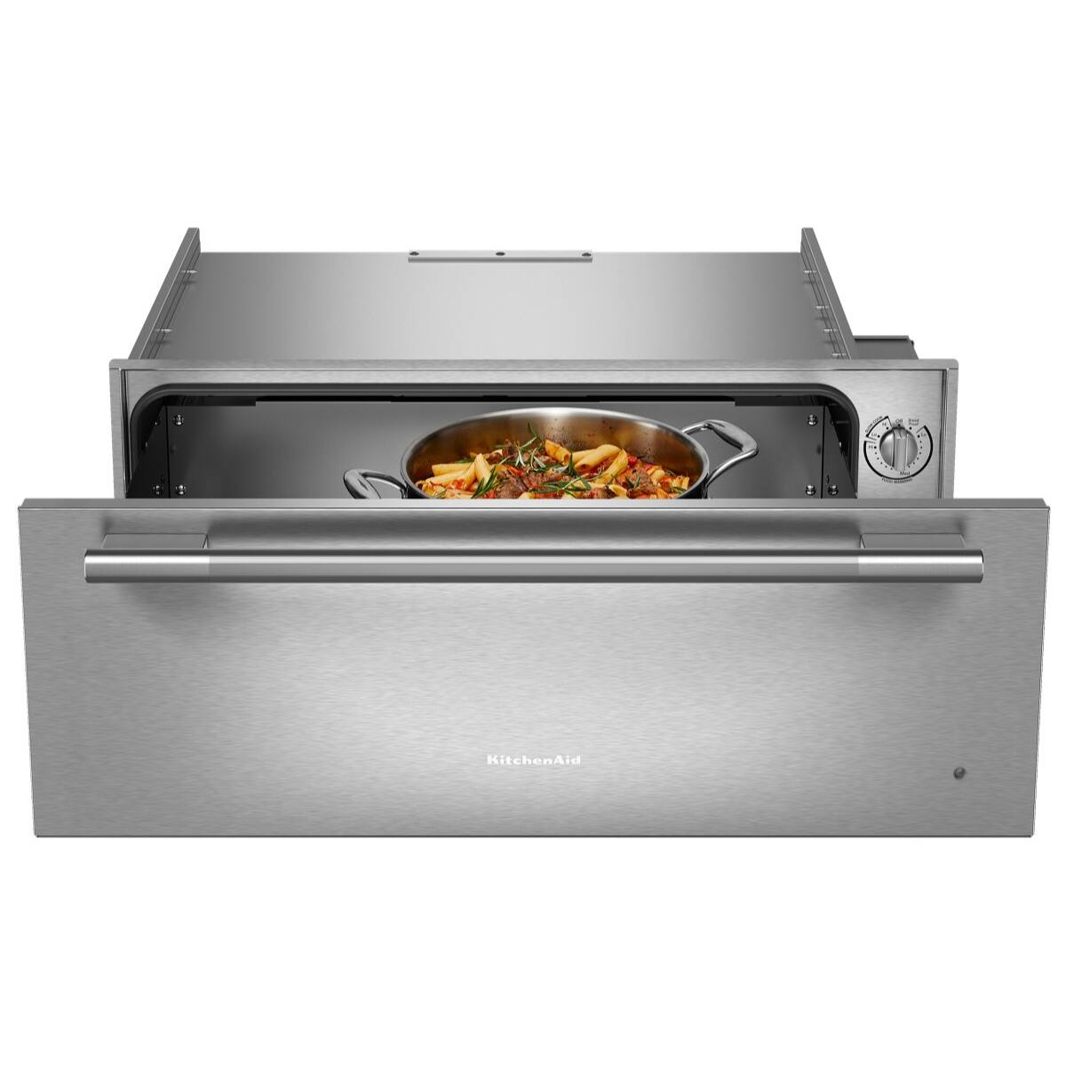 Angle. KitchenAid - 30" Warming Drawer with Slow Cook Function and Bread Proof Function - PrintShield Stainless.