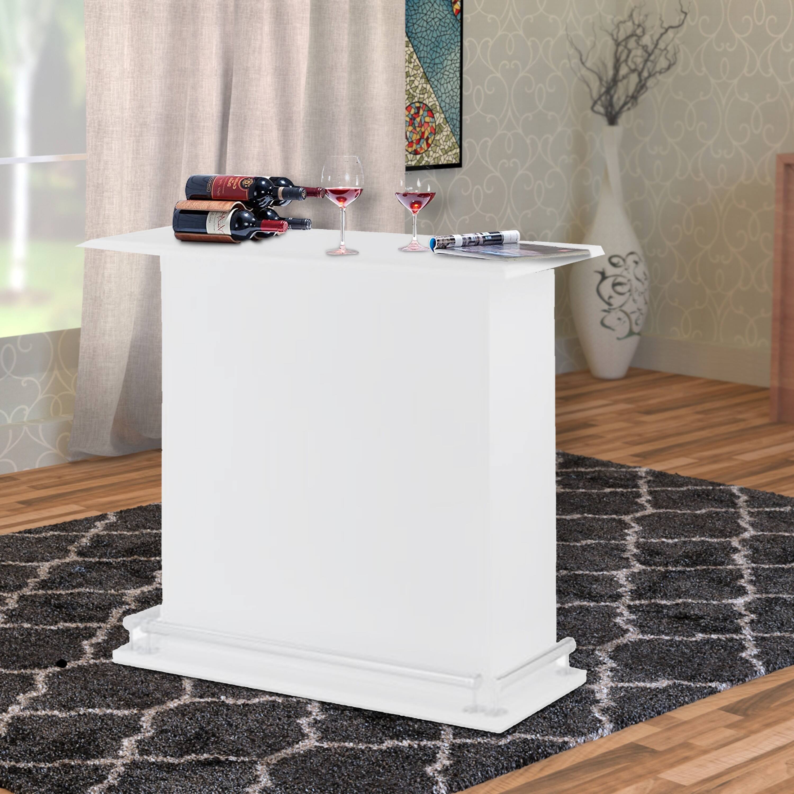 Alt View 5. Manhattan Lane - Rectangular Wooden Bar Table with Storage - White and Chrome.