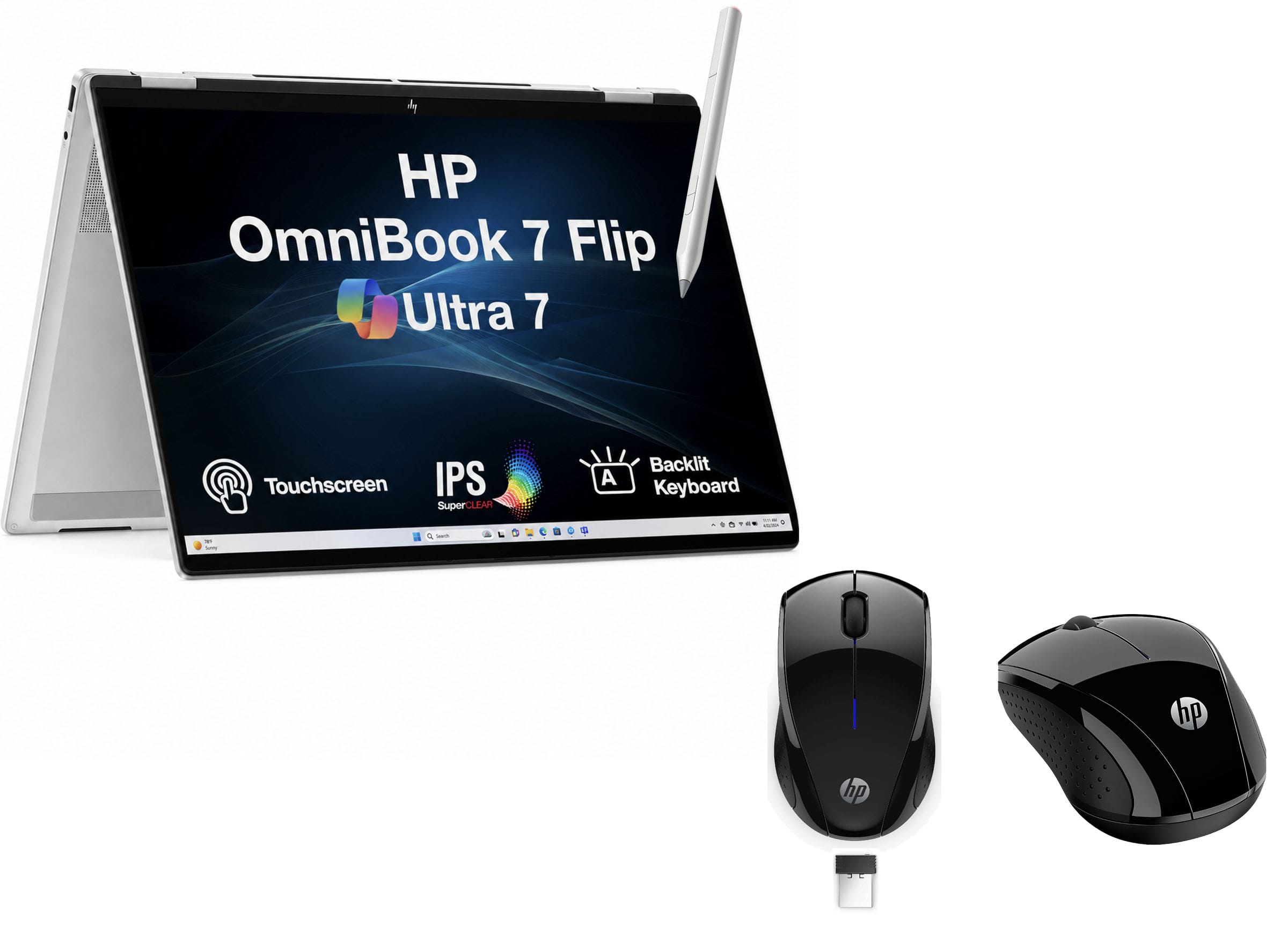 HP - Upgraded - OmniBook 7 Flip 2-in-1 Laptop 16.0 WUXGA Display (Ultra 7-258V, 32GB, 512GB SSD, Win 11 Pro) w/HP Wireless Mouse - Silver price history on PriceWatchPro