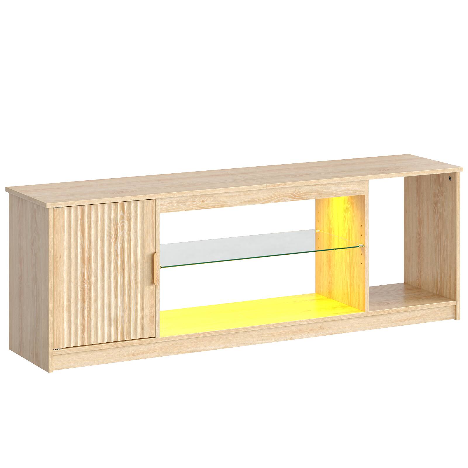 Alt View 3. Bestier - Bestier 57" Gaming TV Stand with Adjustable Shelves LED-Lit TV Console for 65-Inch TVs with Cabinet Storage - Log.