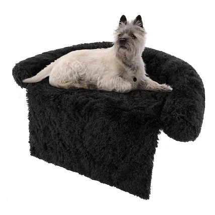 Front. Costway - Costway Plush Calming Dog Couch Bed with Anti-Slip Bottom Plush Mat for Medium Dogs & Cats - Black.