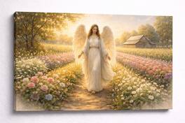 FC Design - Large Canvas 24x36" Frameless Warm Garden Angel Path Art Painting Home Wall Décor - MultiColor
