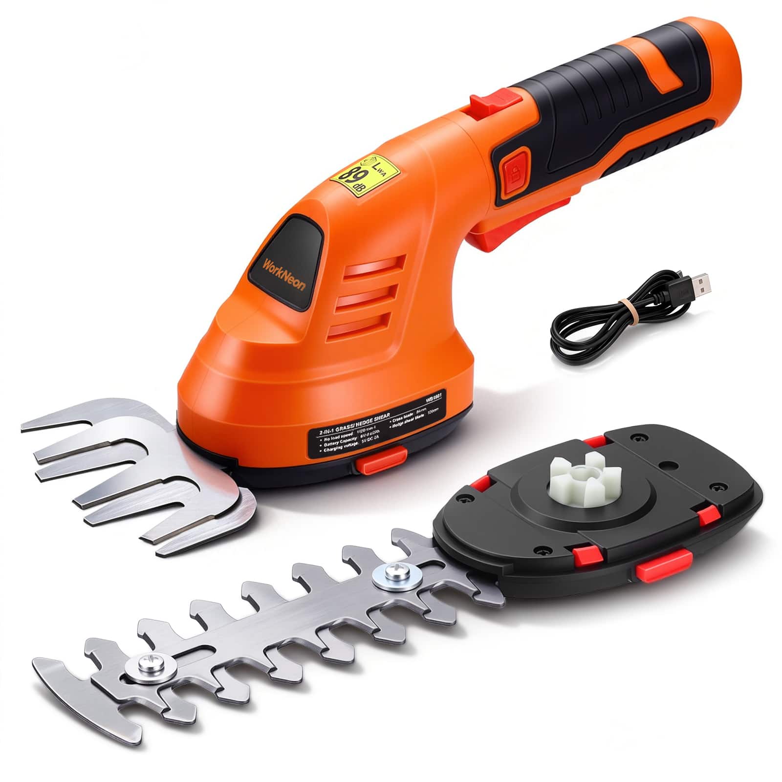 Unique Bargains - 8V Cordless 2-in-1 Electric Hedge Trimmer & Grass Shears, Handheld Hedge Cutter with Battery for Garden Maintenance