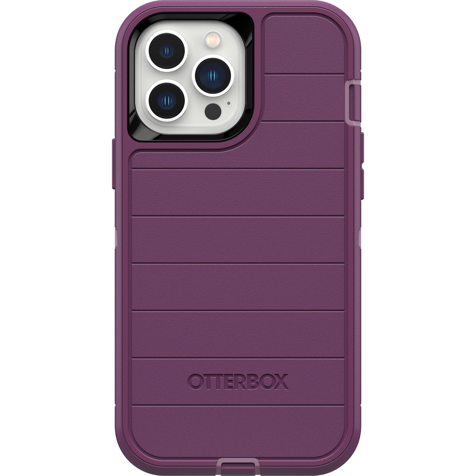 Front. OtterBox - Defender Series Pro Hard Shell for Apple iPhone 13 Pro Max and iPhone 12 Pro Max - Happy Purple.