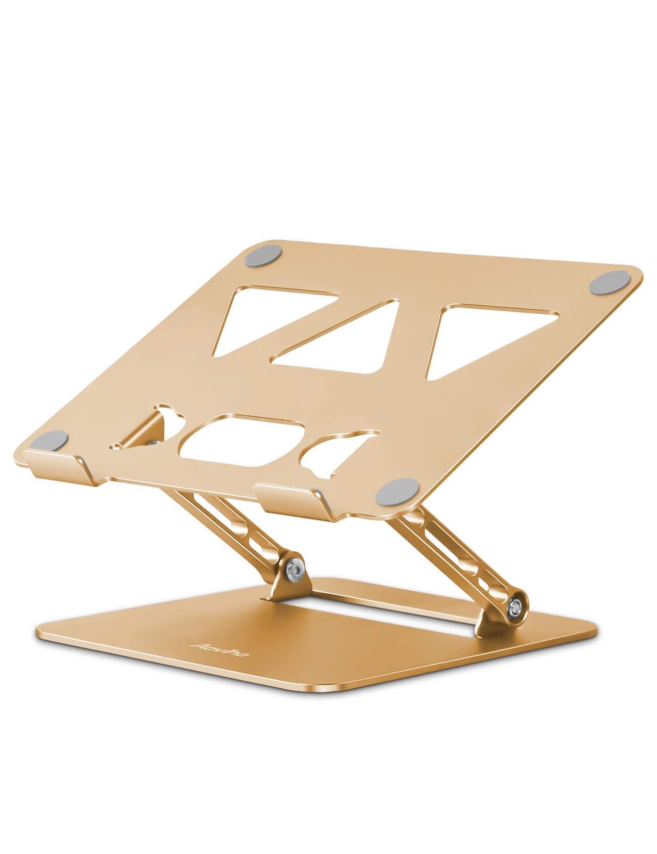HongFei - Adjustable Laptop Stand for Desk, Portable Laptop Stand Holder and Riser, Foldable Aluminum Notebook Stands - Gold