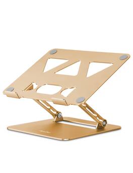 HongFei - Adjustable Laptop Stand for Desk, Portable Laptop Stand Holder and Riser, Foldable Aluminum Notebook Stands - Gold