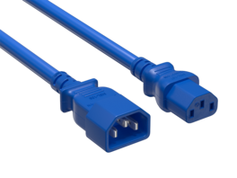 Cable Leader - Power Extension Cord, IEC C13 to C14 Heavy Duty, 14 AWG 15A 250V for PDU, UPS, Server Rack, Network Switch - Blue