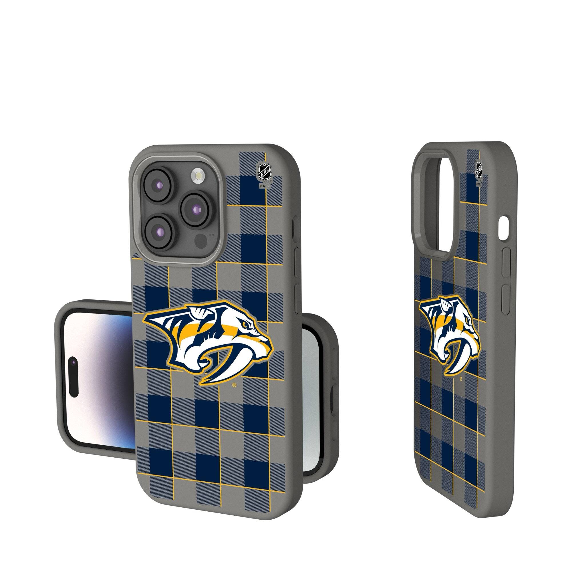 Front. Keyscaper - Nashville Predators Plaid Soft Touch iPhone Case - 15 - Gray.