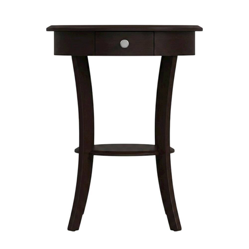Back. FurniFact - Round Accent Table - Cappuccino.