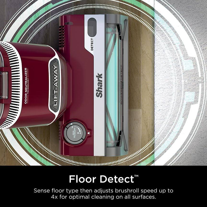 NEUTRALIZER TECHNOLOGY ODOR LIFT-AWAY 999009 + DETECT Shark Floor Detect Sense floor type then adjusts brushroll speed up to 4x for optimal cleaning on all surfaces.