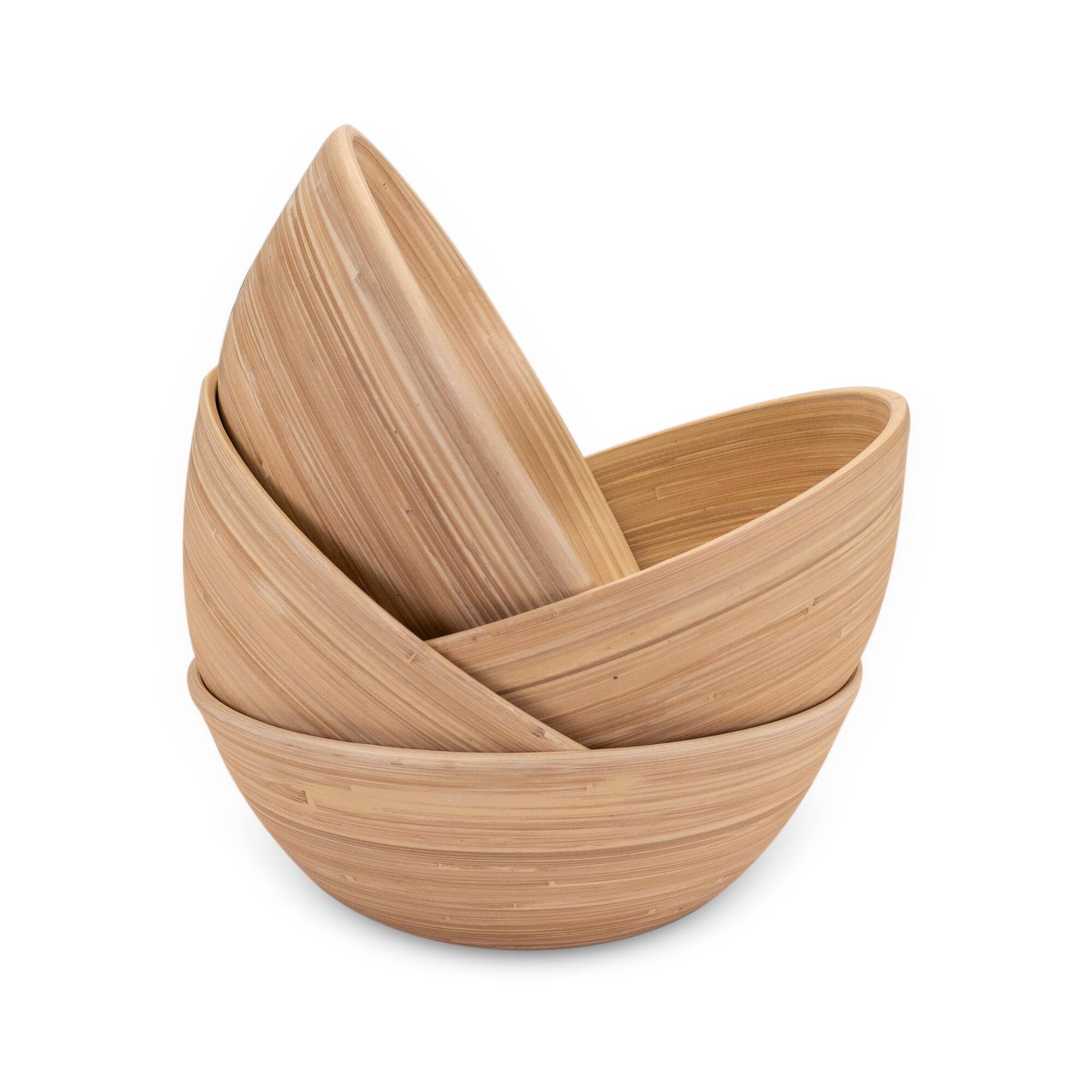 Back. Lexa - Bamboo Salad Bowl Set, 8 Inch x 4, Natural Bamboo - Natural.