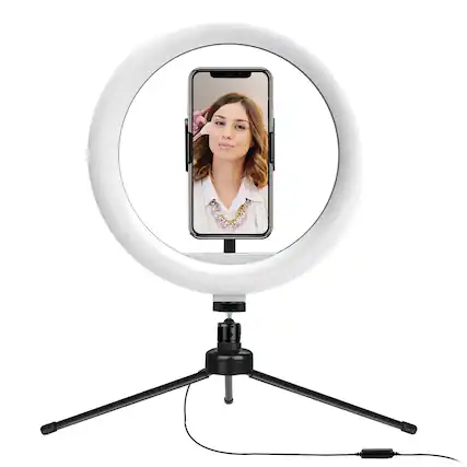 Front. Supersonic - PRO Live Stream 10” LED Table Top Selfie Ring Light.