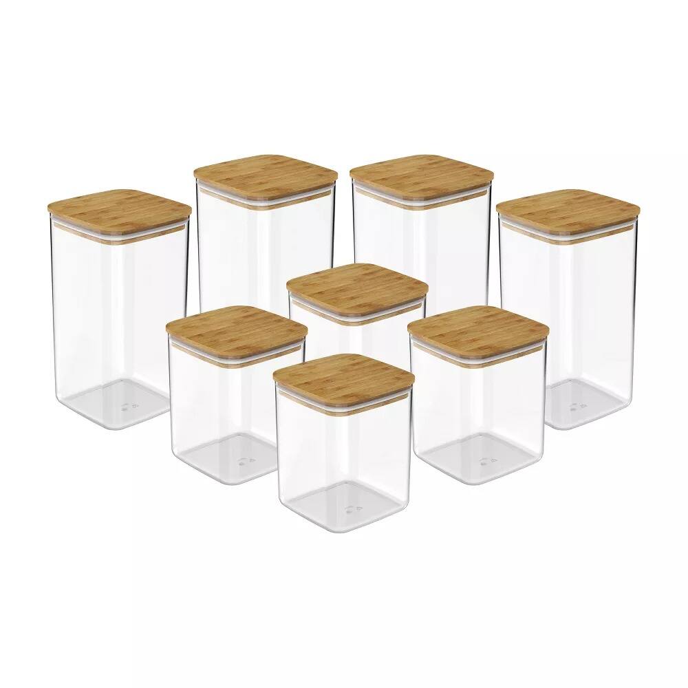 Alt View 10. OU - OU Food Storage Container Set 16pc (set of 8) Airtight Bamboo Lid Plastic Storage Container - Clear.