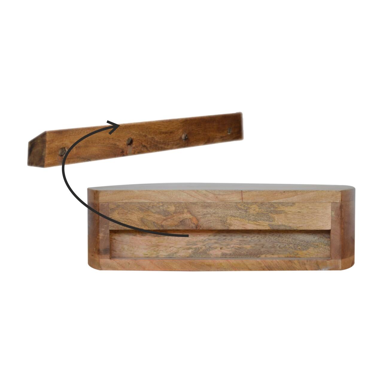 Alt View 5. Artisan Furniture - Artisan Furniture Solid Wood Wall Mounted Rounded Nightstand, 1 Drawer, Oak-ish, Brown - Oak.