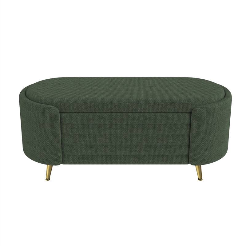 Alt View 2. HTUTWOO - Storage Ottoman - Upholstered Storage Bench End of Bed Bench Entryway Shoe Bench,Living Room Bedroom and Entryway - Green.