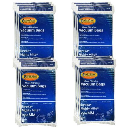 A MUST FOR ALLERGY SUFFERERS!
153-9
EnviroCare TECHNOLOGIES
Micro Filtration Vacuum Bags
87% Filtration - Removes Microscopic Particles and Allergens
Filtration 99.7% - Particules et Allergènes Microscopiques de Pigeons
Filtración 99.7% - Partículas Alérgénicas Microscópicas de los Devios
Filtración 99.7% - Partículas Alérgénicas Microscópicas de los Devios
Filtre pour Eureka* Mighty Mite*
Concina Pour Eureka* Mighty Mite*
Bolsa para Eureka* Mighty Mite*
Style MM
9 Bags per Box