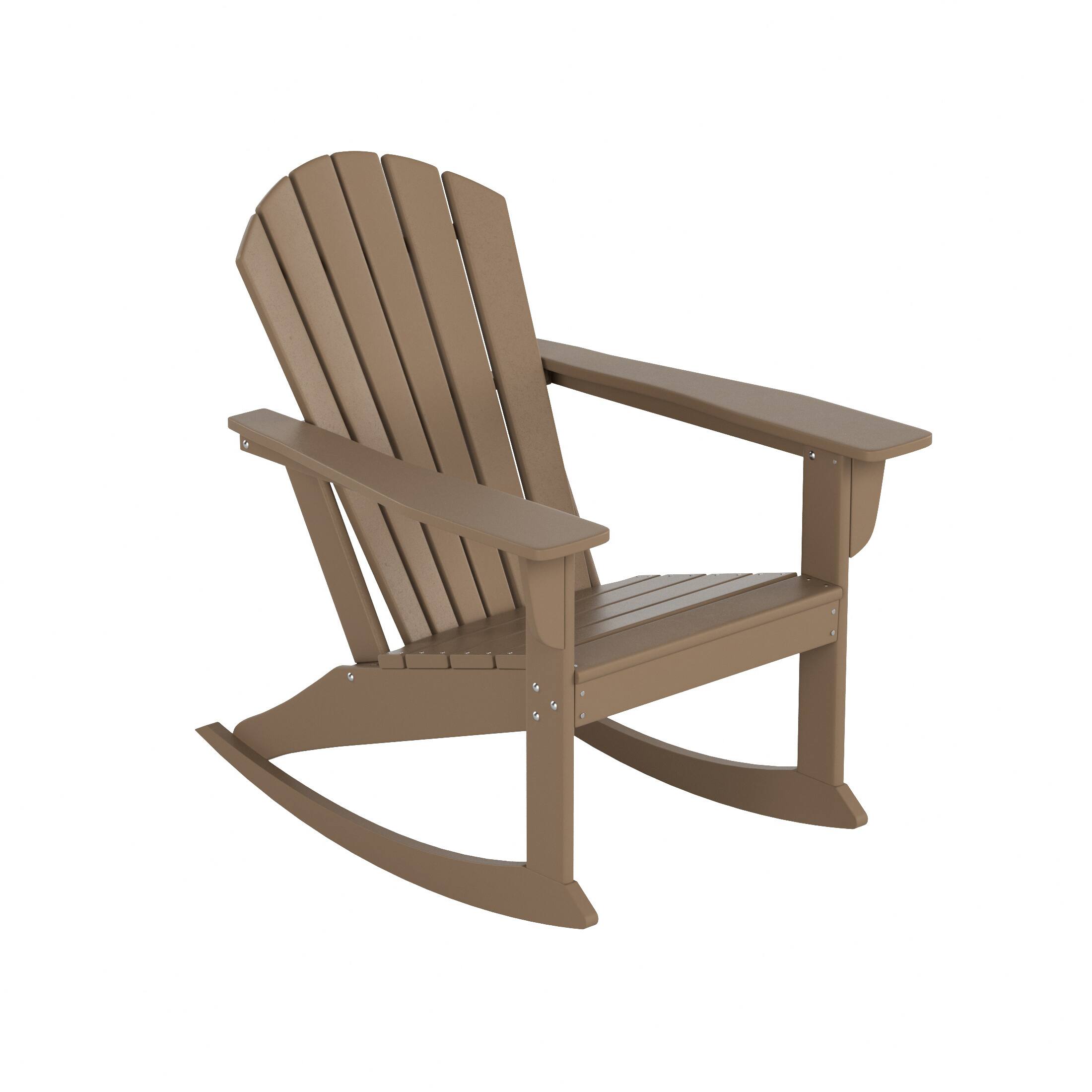 Front. WestinTrends - WestinTrends Dylan Outdoor Patio Poly Plastic Adirondack Rocking Chair - Weathered Wood.