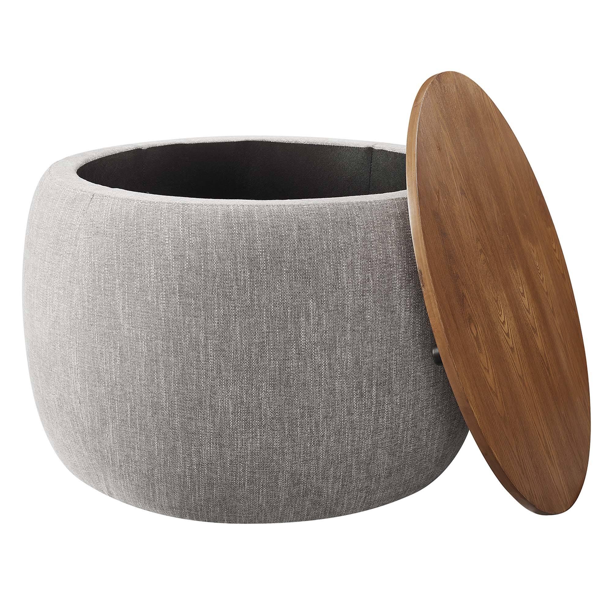 Alt View 4. Modway - Perla Woven Heathered Fabric Upholstered Storage Ottoman by Modway - Heathered Weave Wheat.