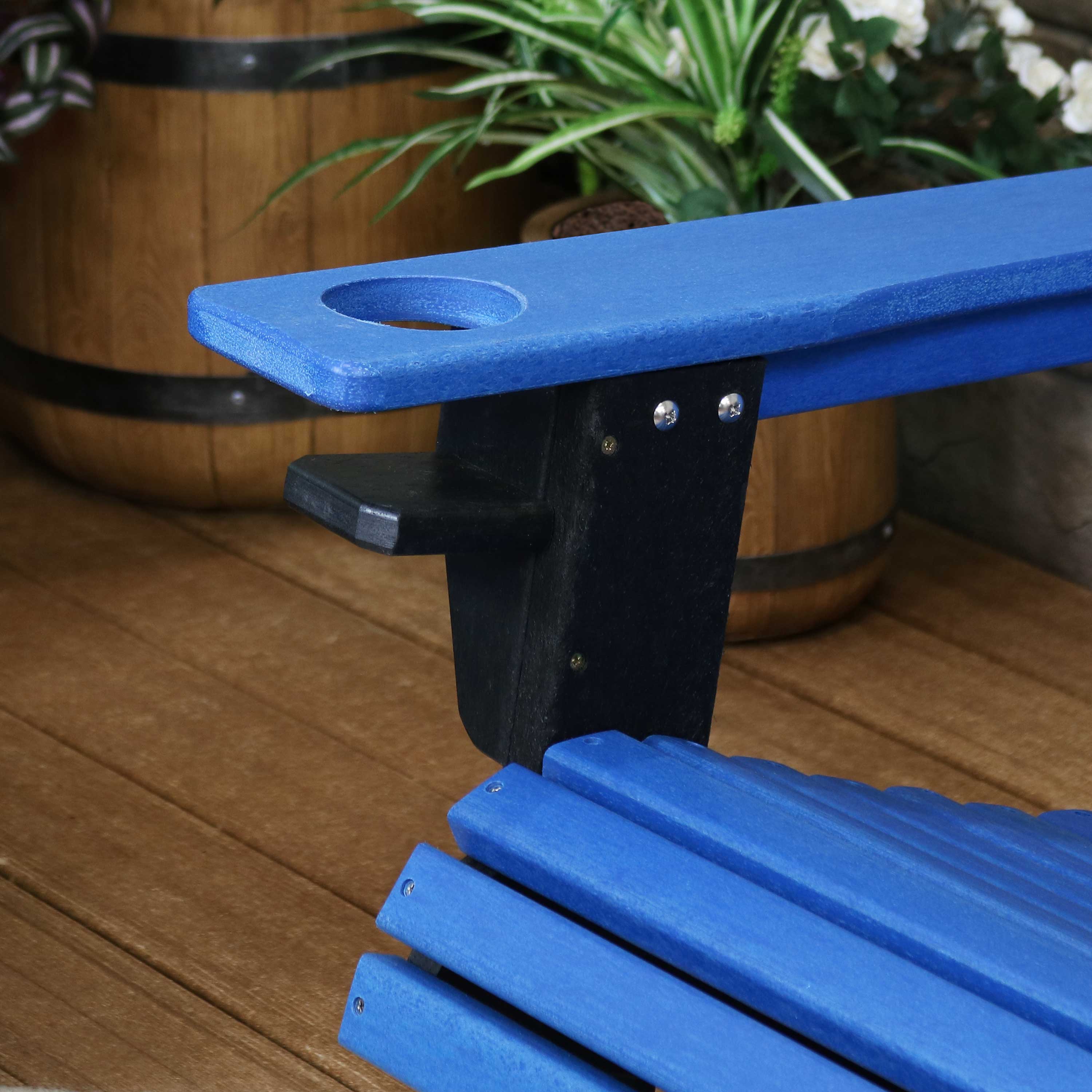 Alt View 3. Sunnydaze - HDPE Adirondack Chair with Drink Holder - Set of 2 - Blue and Black.