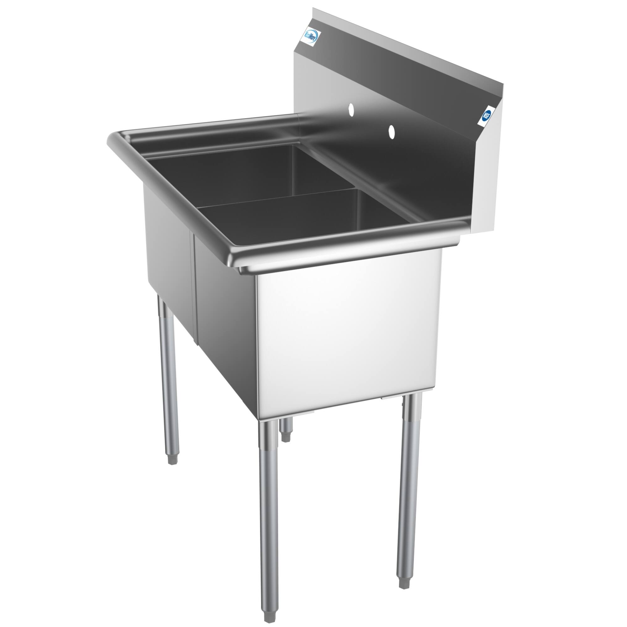 Back. Koolmore - 36 in. Two Compartment Stainless Steel  Sink, Bowl Size 15"x 15"x 12" SB151512-N3. - Stainless Steel.