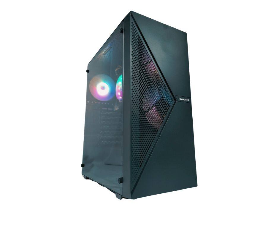 Angle. Odyssey Computers - Sahara V1 Gaming Desktop, Intel Core i5 upto 4.1GHz - 16GB RAM - 1TB NVMe SSD - NVIDIA GeForce GTX 1660S WiFi  W11P - Black.