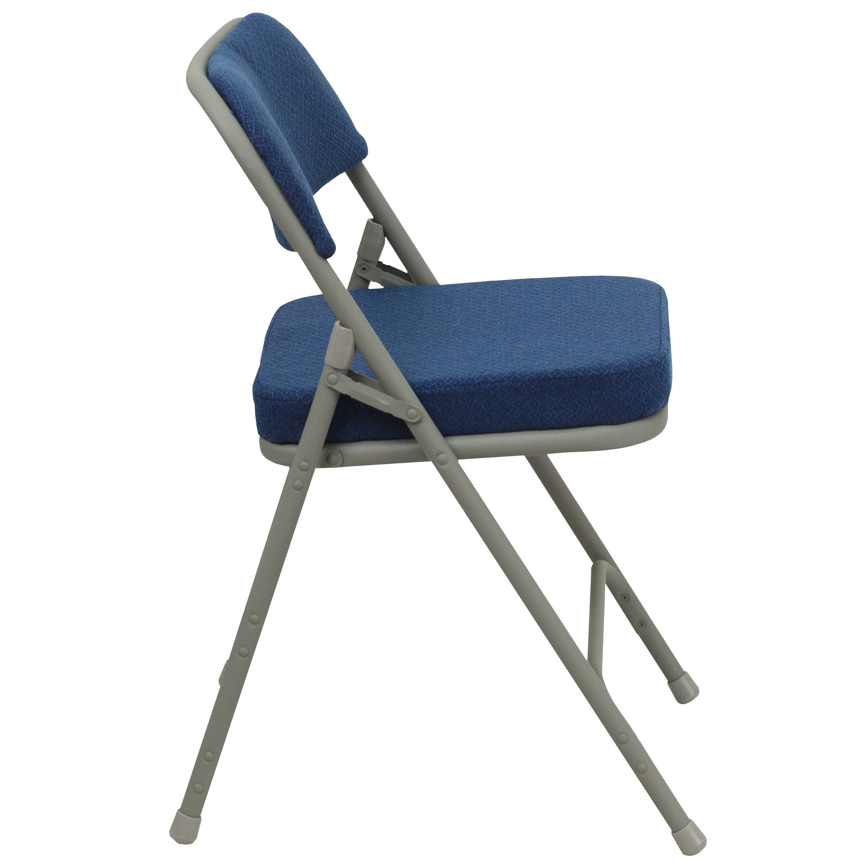 Alt View 6. Emma + Oliver - 2 Pack Home & Office Portable Party Events Fabric Padded Metal Folding Chair - Navy Fabric/Gray Frame.
