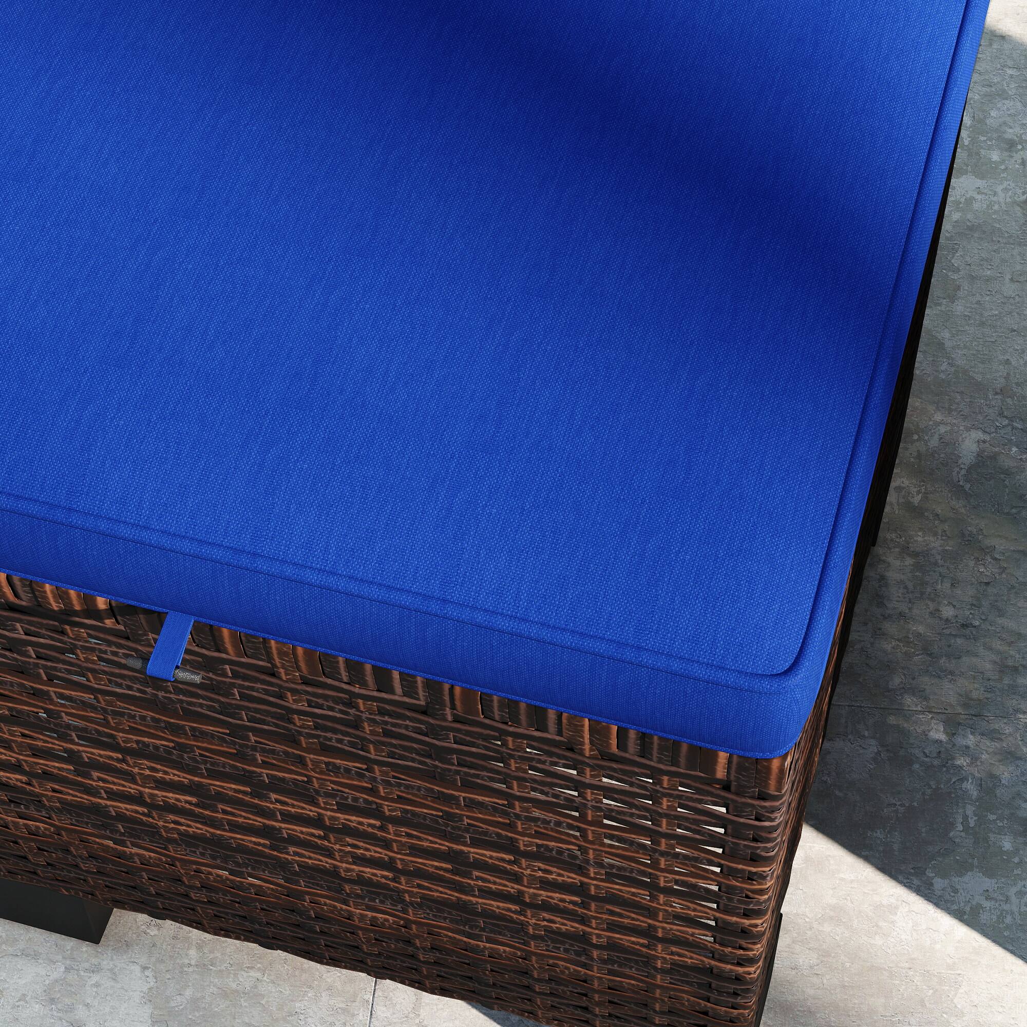 Alt View 8. Outsunny - 2 Pieces Outdoor Patio Ottomans, All Weather Wicker Outdoor Footstools with Removable Cushions - Dark Blue.