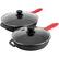 Alt View 2. MegaChef - MegaChef 13 Piece Cast Iron Skillet Set with Tempered Glass Lids and Silicone Holders - Black and Red.