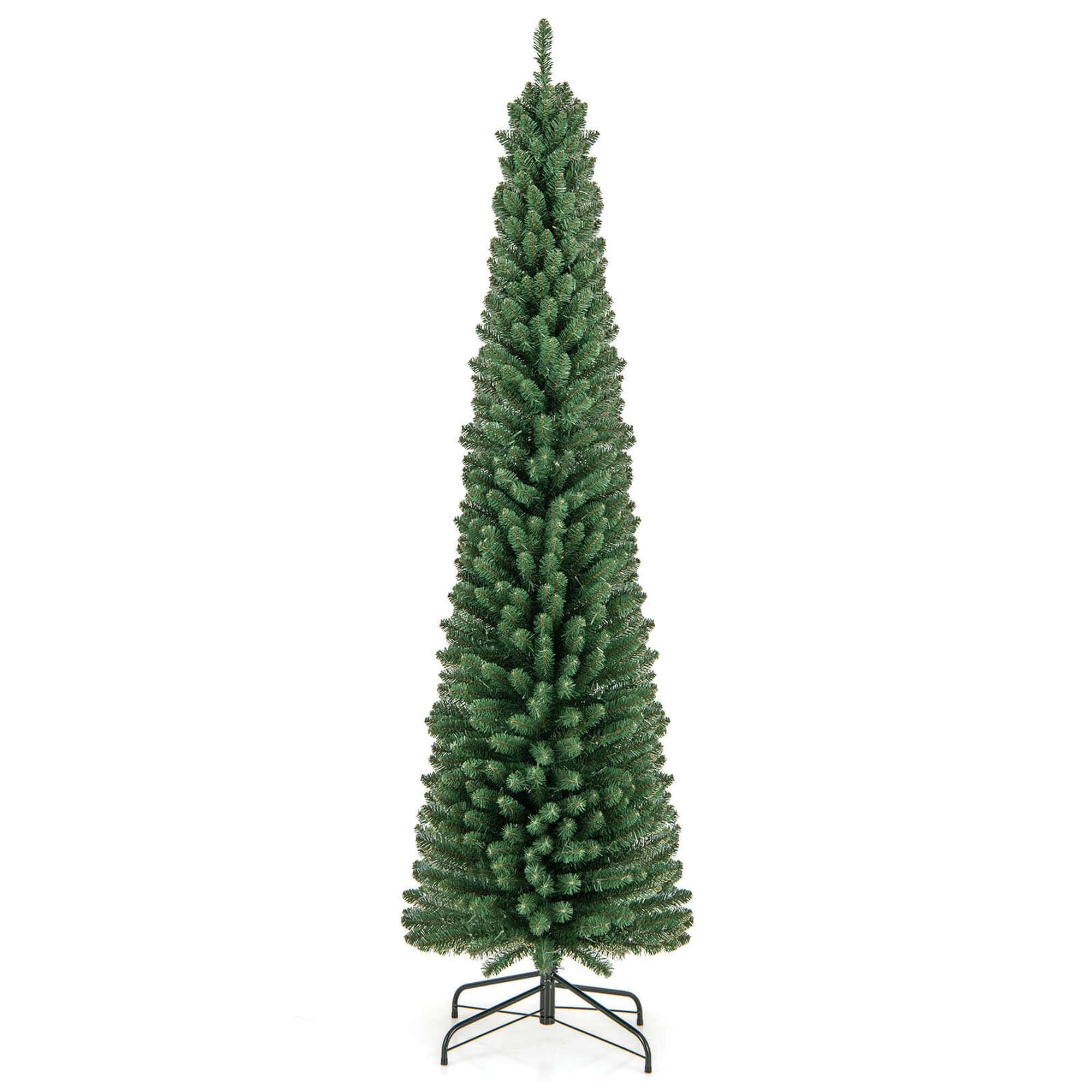 Alt View 9. Costway - Costway 7 FT Pencil Christmas Tree with 523 Memory Wire Branch Tips 190 LED Lights for Home - Green.
