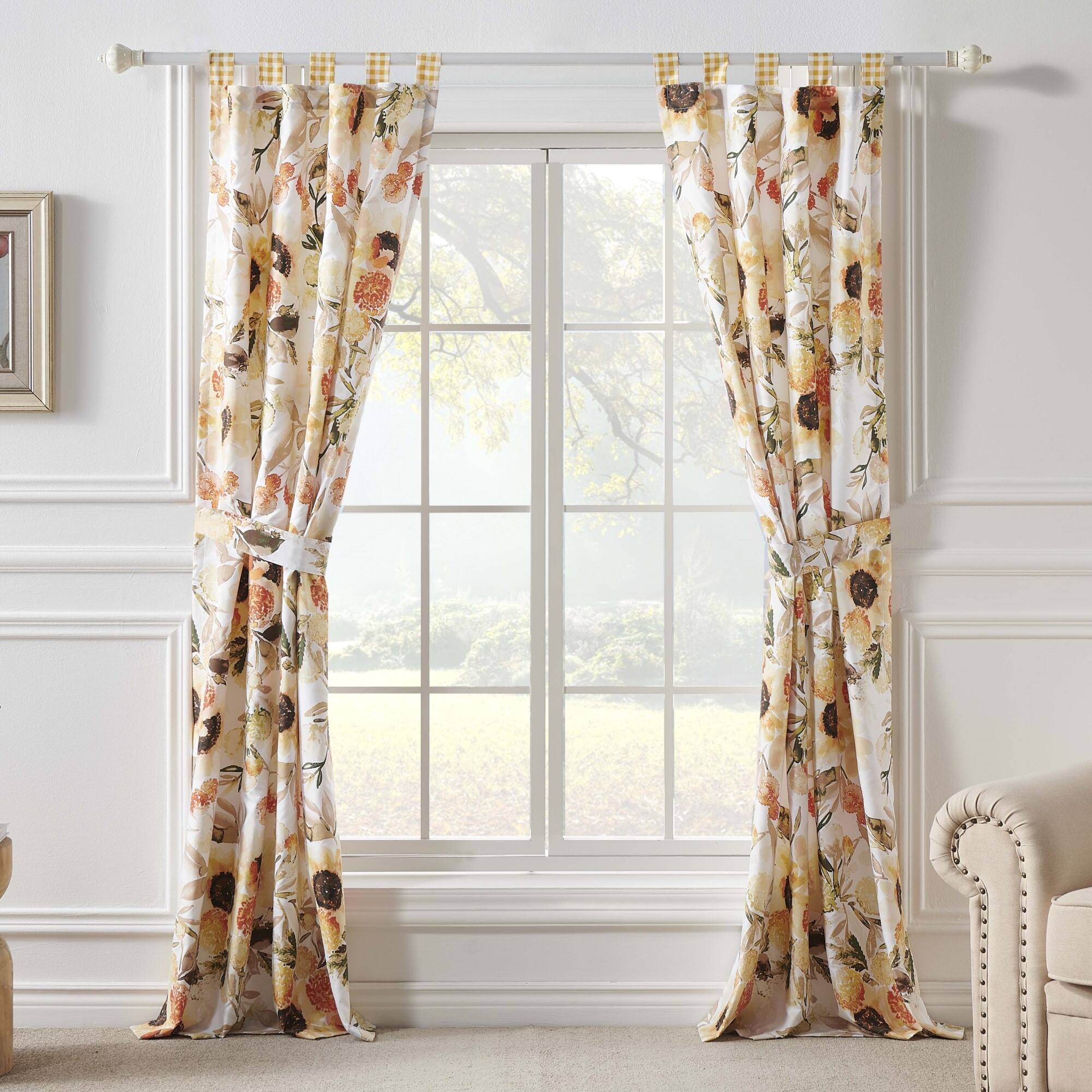 Angle. Greenland Home Fashions - Somerset Curtain Panels (Set of 2) with Tiebacks 84" x 42" Gold by Greenland Home fashions - Gold.