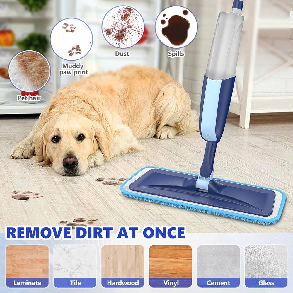 - Muddy paw print
- Dust
- Spills
- Pet hair

REMOVE DIRT AT ONCE

- Laminate
- Tile
- Hardwood
- Vinyl
- Cement
- Glass