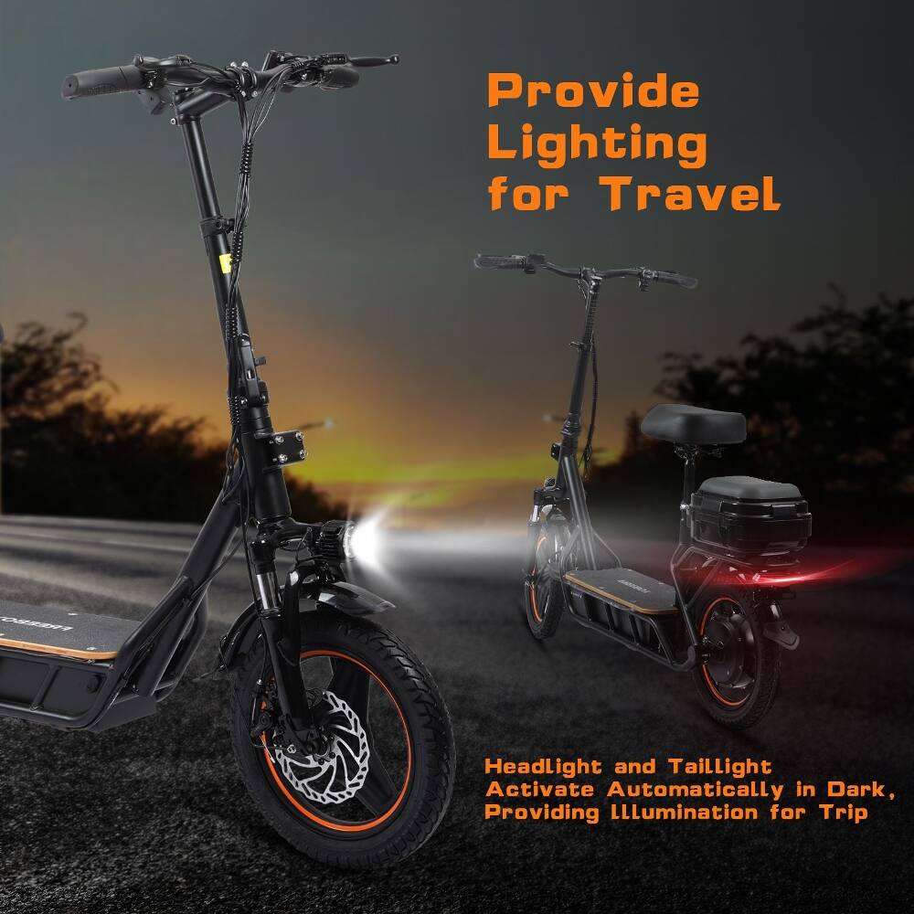Provide Lighting for Travel

Headlight and Taillight Activate Automatically in Dark, Providing Illumination for Trip