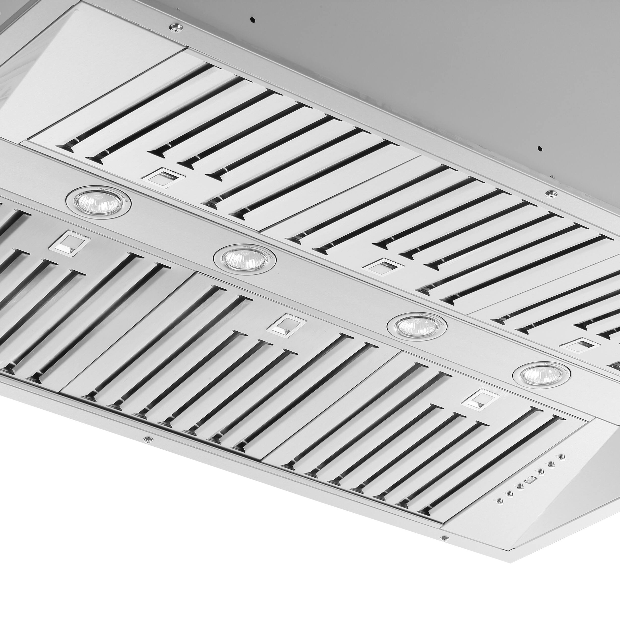 Alt View 2. Forno Appliances - Altilia 48" Built-In Range Hood with LED Lighting - Stainless steel.