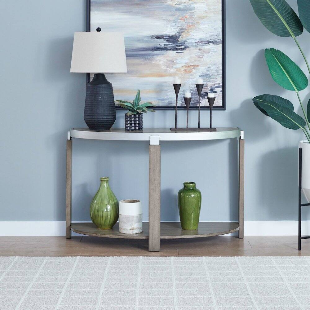 Alt View 3. Liberty Furniture Industries - Sutton Sofa Table for Living Room - Bleached Sand - Bleached Sand.