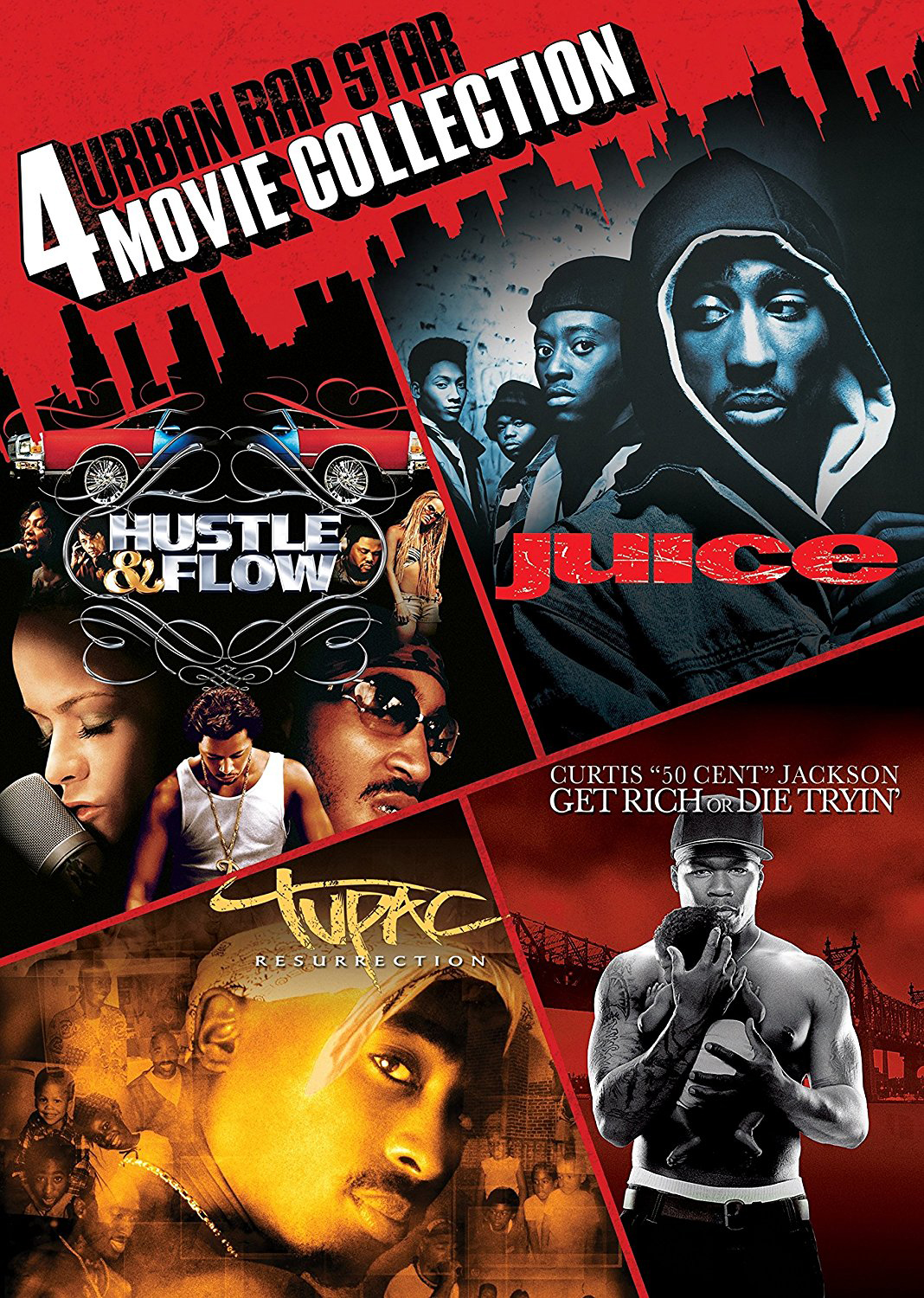 4 Urban Rap Star Movie Collection Hustle Flow Juice Tupac Resurrection Get Rich Or Die Tryin Dvd Best Buy
