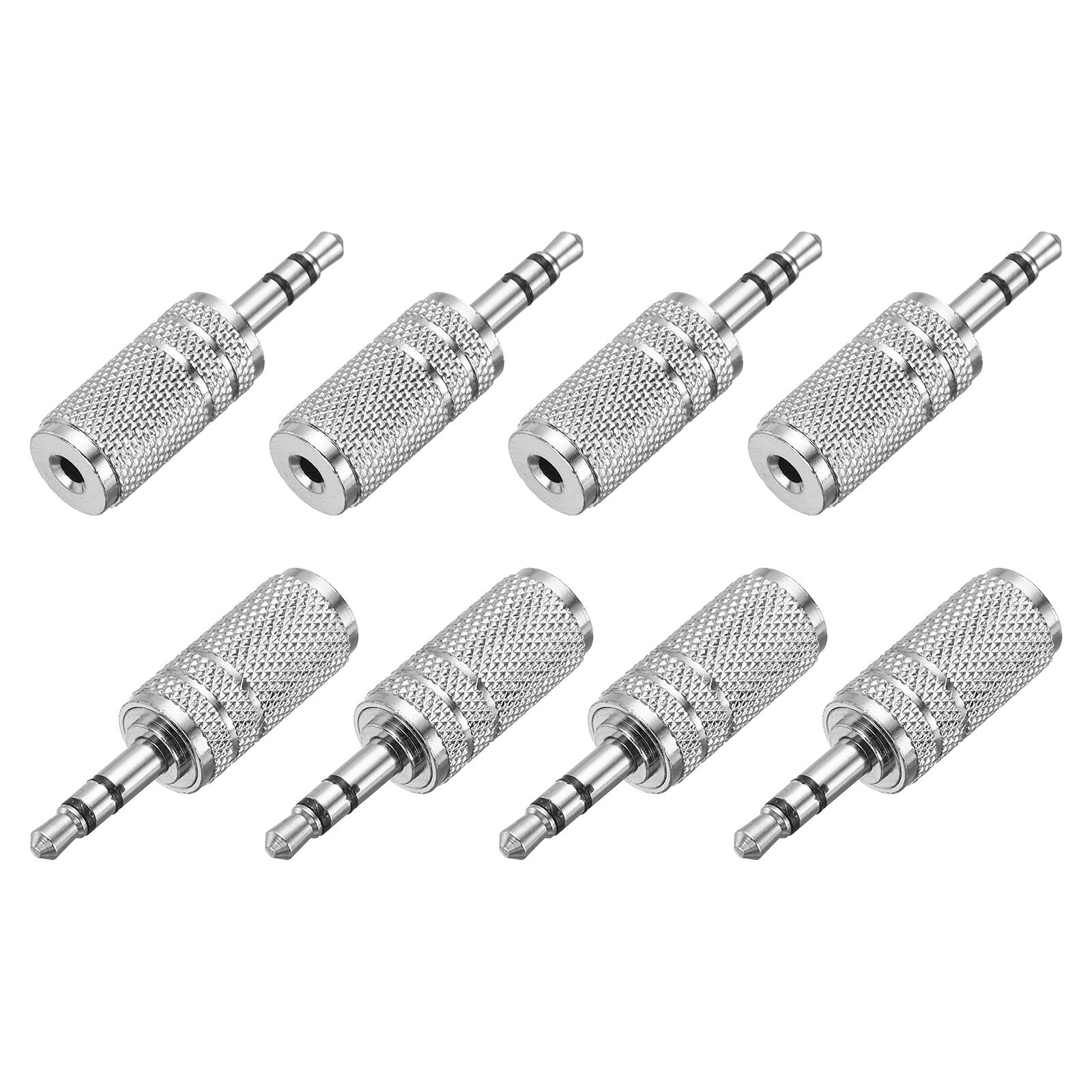 Unique Bargains - 8pcs TRS3.5mm Male to 2.5mm Female Adapter Stereo Zinc Alloy Nickel Plating for Audio HP/MP3/MP4/PC/Car Signal Conv - Silver