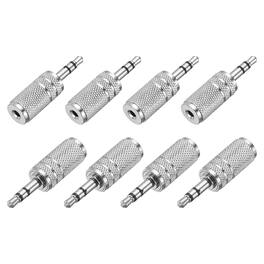 Unique Bargains - 8pcs TRS3.5mm Male to 2.5mm Female Adapter Stereo Zinc Alloy Nickel Plating for Audio HP/MP3/MP4/PC/Car Signal Conv - Silver