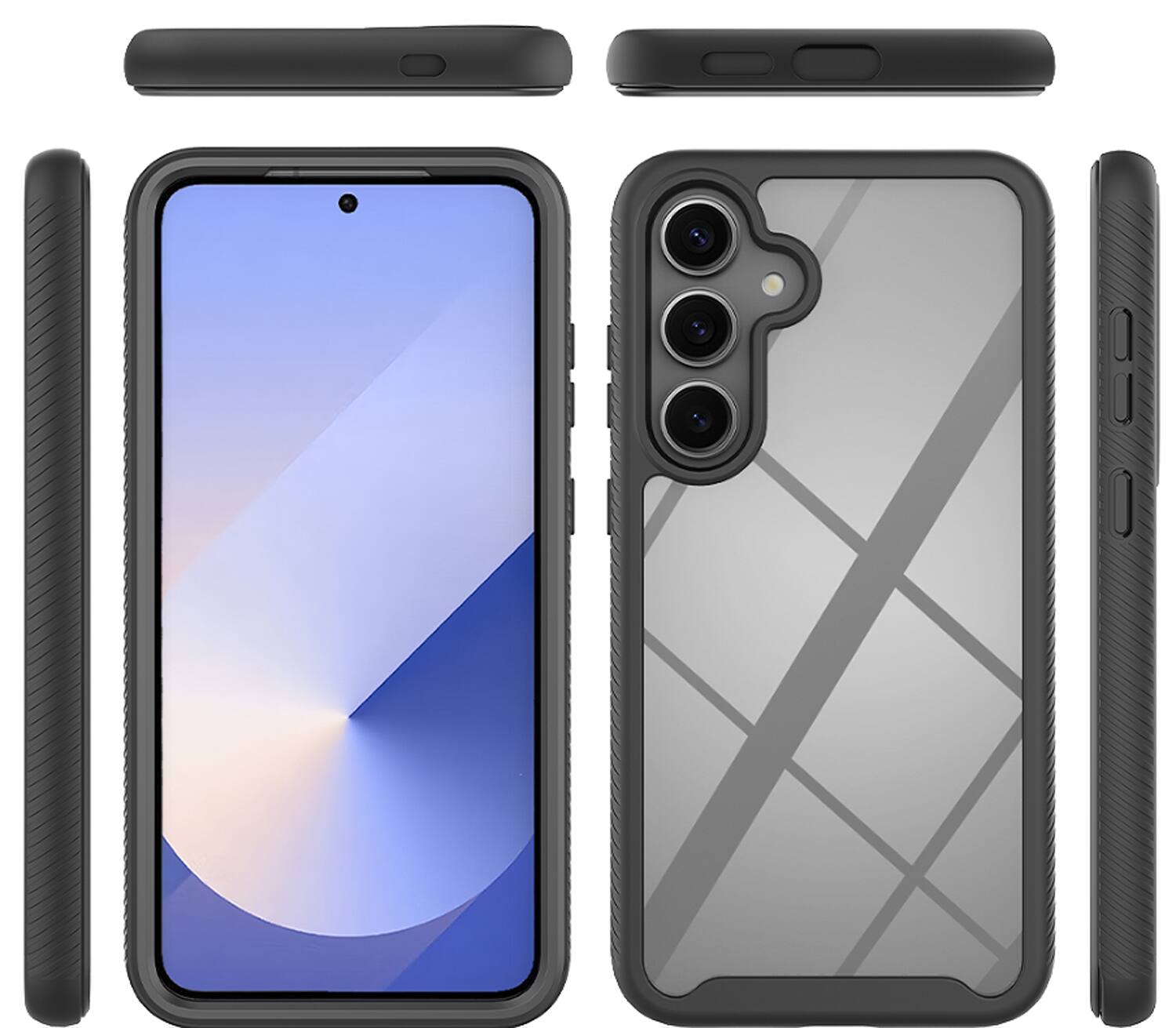 Alt View 2. Dteck - for Samsung Galaxy S25 Rugged Non-Slip Case,Full Body Shockproof Cover,Built-in Screen Protector,Mag Safe Compatible - Darkblue.