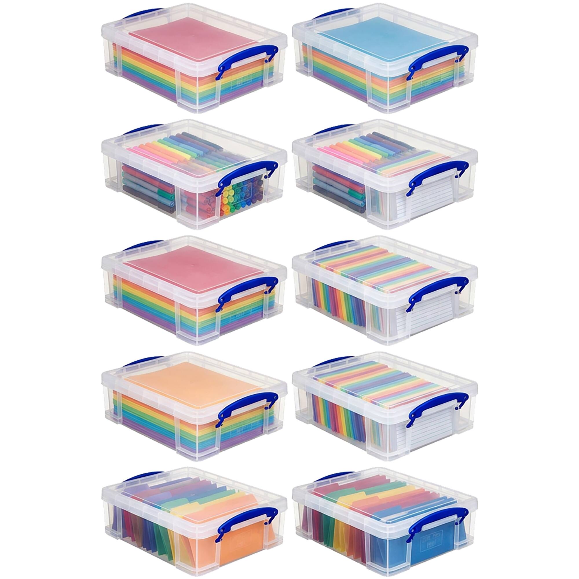 Really Useful Box - 8.1L Plastic Storage Container with Clip Lock Handle (10 Pack) - Clear