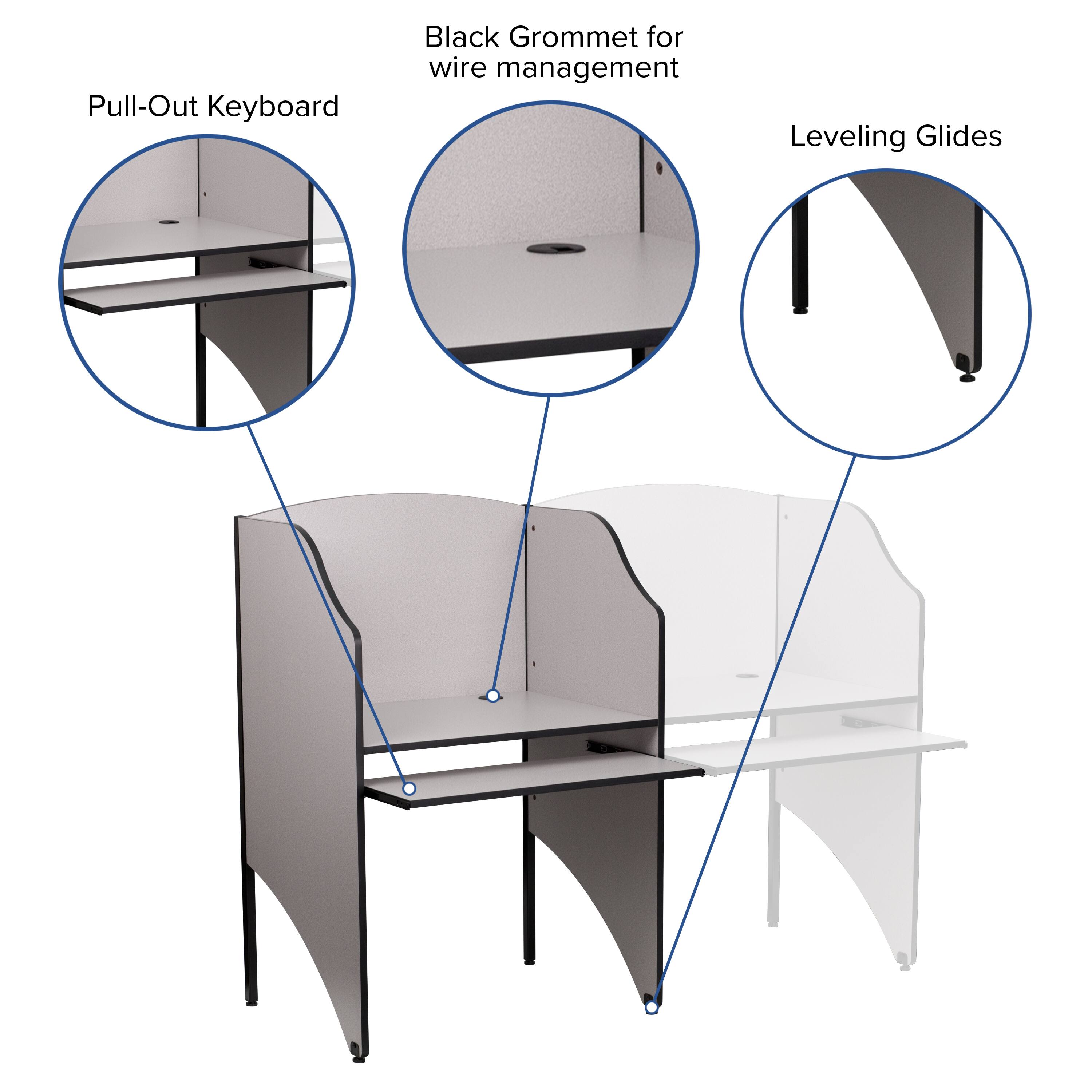 Pull-Out Keyboard  
Black Grommet for wire management  
Leveling Glides