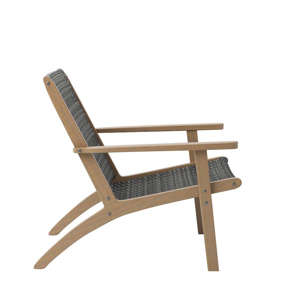 Alt View 3. New Classic Furniture - Radius 3-Piece Wood and Wicker Patio Set in Gray - Grey.