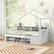 Alt View 2. Costway - Twin Size House Bed Wooden Platform Bed Frame with Roof & 14 Storage Cubes - White.