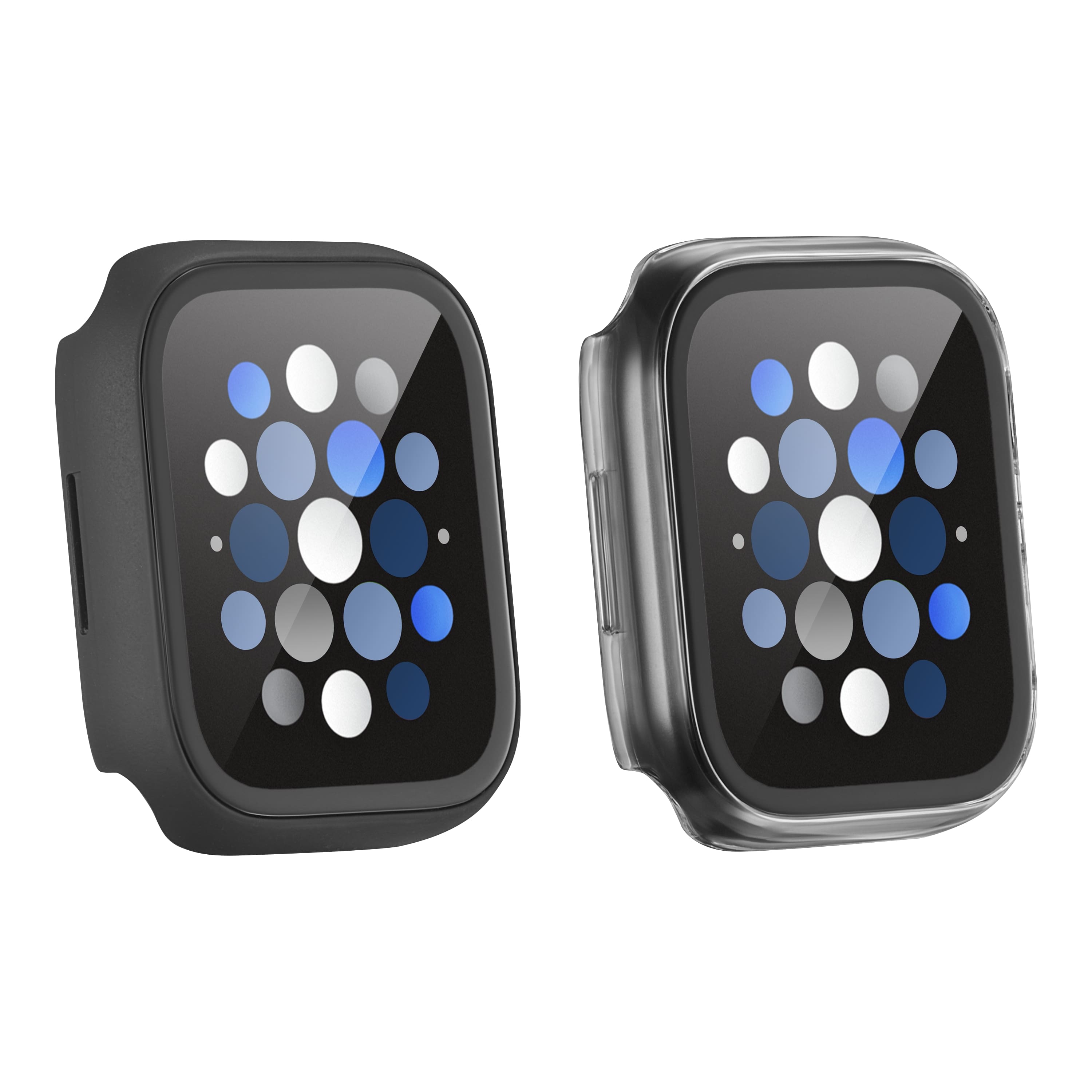Insignia™ - Bumper with Glass Screen Protector for Apple Watch 44/45mm - Black and Clear