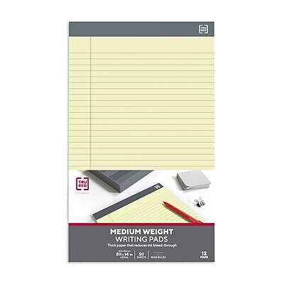 MEDIUM WEIGHT WRITING PADS  
Thick paper that reduces ink bleed-through  

8" x 14"  
50 sheets  
12 pads