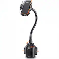 Front. Esoulk - Cup Holder Phone Mount, Adjustable Long Arm Gooseneck Car Holder for iPhone Universal - Black.