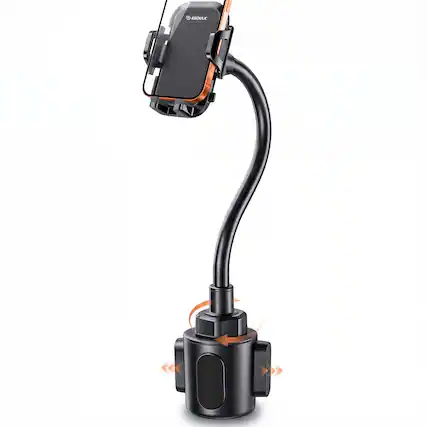 Front. Esoulk - iPhone For Cup Holder Mount Adjustable Long Gooseneck Arm for Smartphones Samsung Universal Google Pixel - Black.