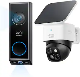 eufy - Video Doorbell E340 & SoloCam S340, Dual Cameras, 2K Full HD, Solar Security Wireless Outdoor Cameras - black+white