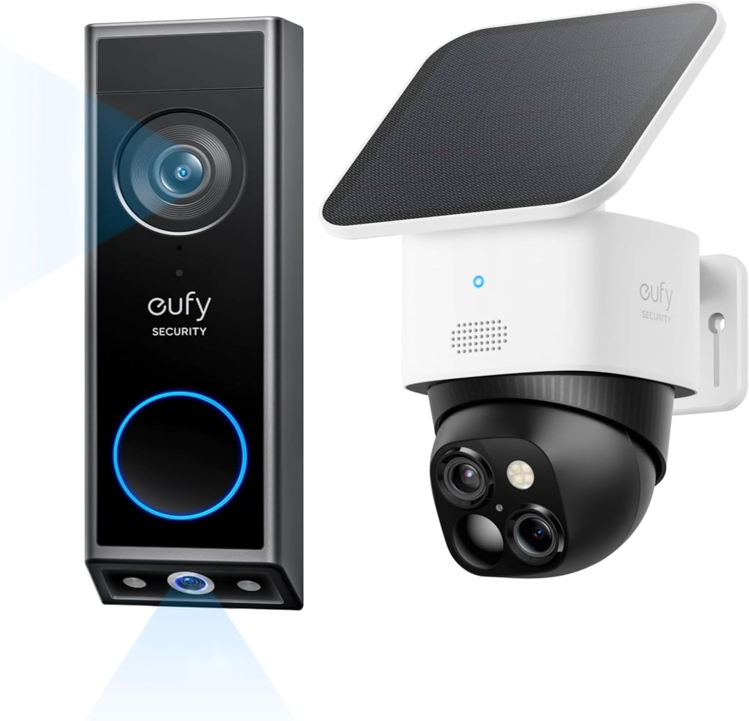 eufy - Video Doorbell E340 & SoloCam S340, Dual Cameras, 2K Full HD, Solar Security Wireless Outdoor Cameras - black+white