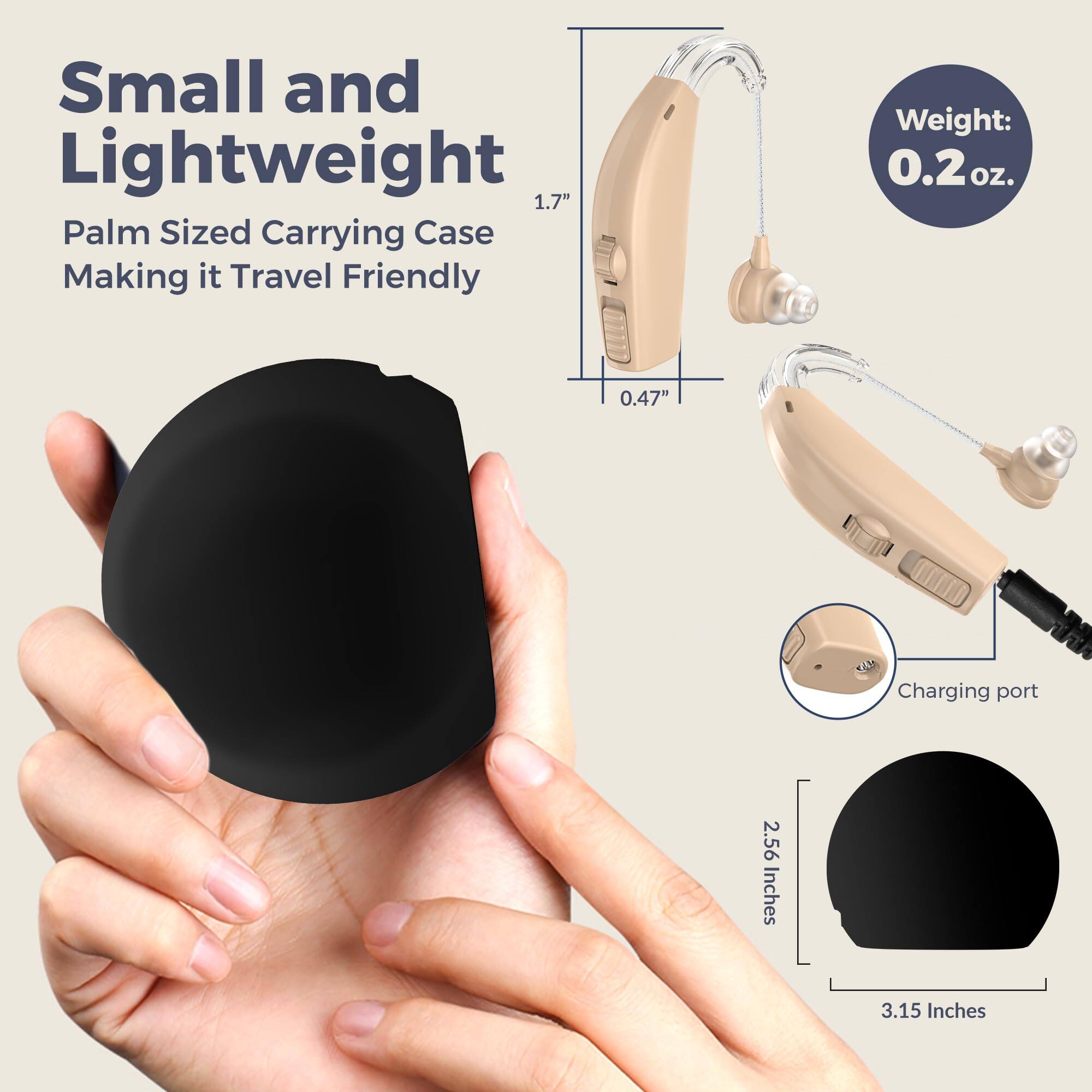 Small and Lightweight  
Palm Sized Carrying Case Making it Travel Friendly  

Weight: 0.2 oz.  

1.7"  
0.47"  

Charging port  

2.56 Inches  
3.15 Inches